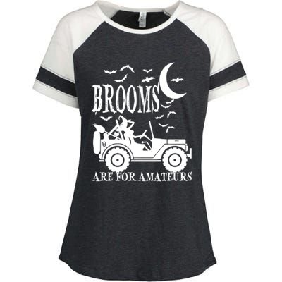 Brooms Are For Amateurs Funny Halloween Cute Costume Enza Ladies Jersey Colorblock Tee