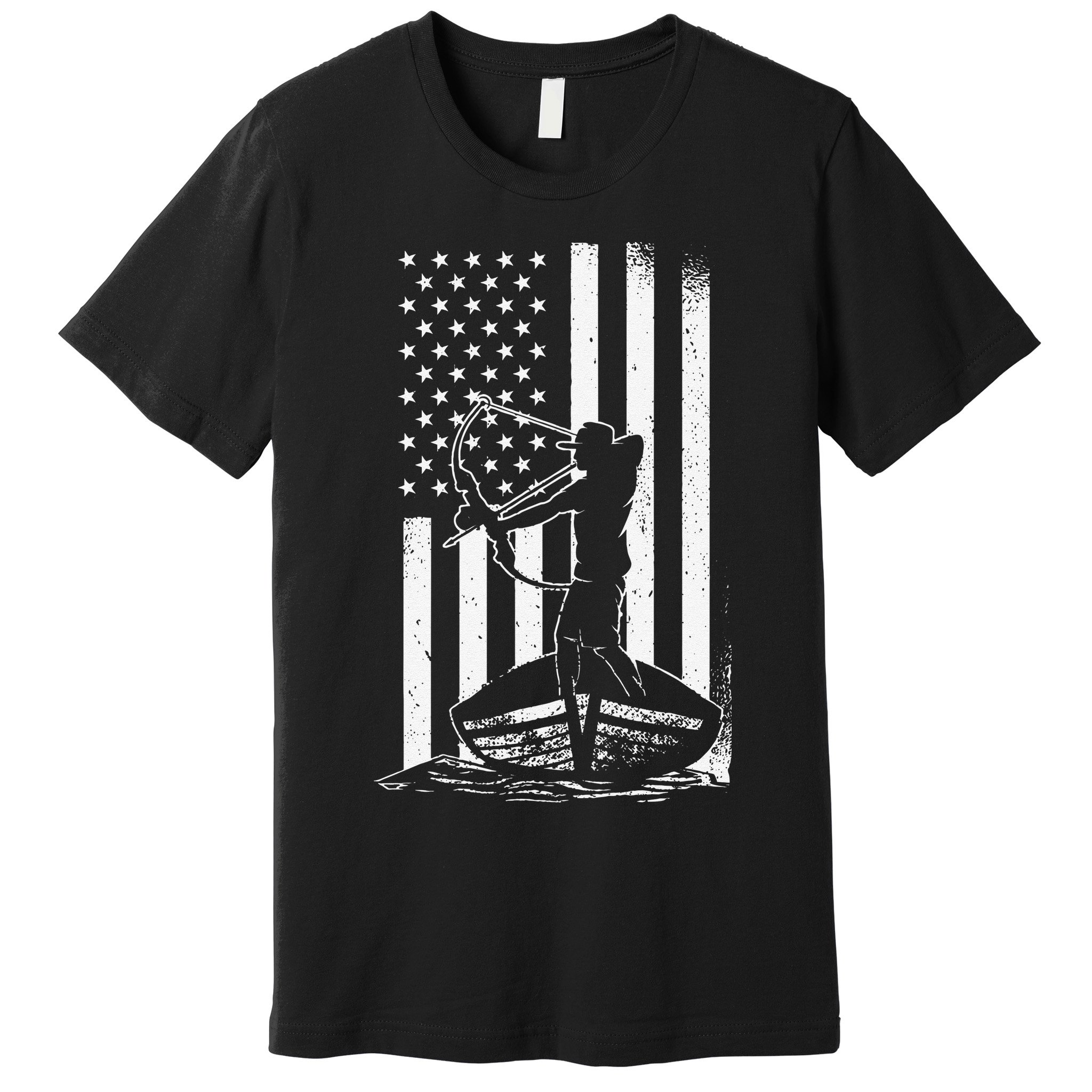 Bowfishing American Flag Bow Hunting Fish Premium T-Shirt