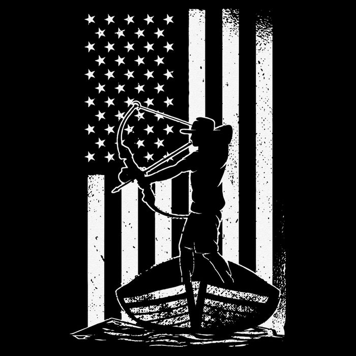 Bowfishing American Flag Bow Hunting Fish Kids T-Shirt