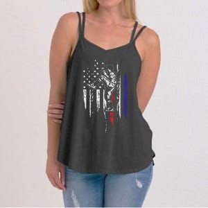 Baseball American Flag Pitcher USA Pitching 4th Of July Gift Women's Strappy Tank