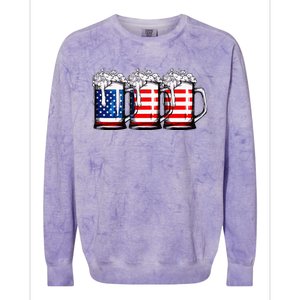 Beer American Flag 4th of July  Merica USA Drinking Colorblast Crewneck Sweatshirt