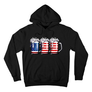 Beer American Flag 4th of July  Merica USA Drinking Hoodie