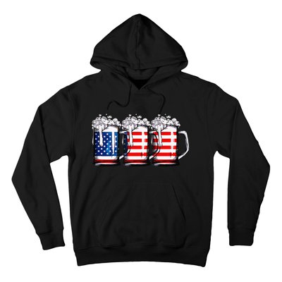 Beer American Flag 4th of July  Merica USA Drinking Hoodie