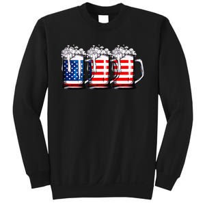 Beer American Flag 4th of July  Merica USA Drinking Sweatshirt