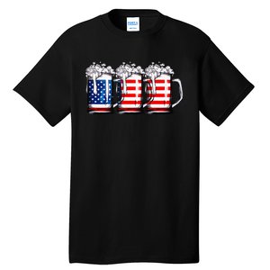 Beer American Flag 4th of July  Merica USA Drinking Tall T-Shirt