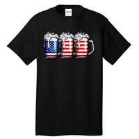 Beer American Flag 4th of July  Merica USA Drinking Tall T-Shirt