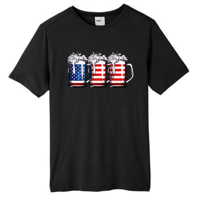 Beer American Flag 4th of July  Merica USA Drinking Tall Fusion ChromaSoft Performance T-Shirt