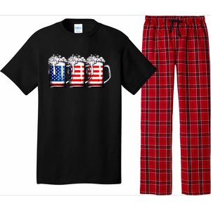 Beer American Flag 4th of July  Merica USA Drinking Pajama Set