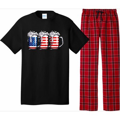 Beer American Flag 4th of July  Merica USA Drinking Pajama Set