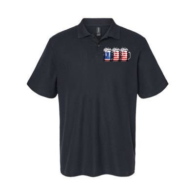 Beer American Flag 4th of July  Merica USA Drinking Softstyle Adult Sport Polo