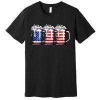 Beer American Flag 4th of July  Merica USA Drinking Premium T-Shirt