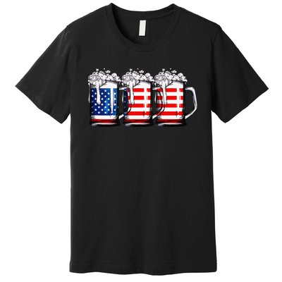 Beer American Flag 4th of July  Merica USA Drinking Premium T-Shirt