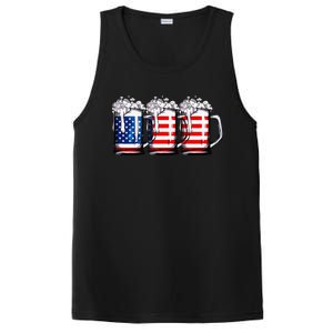 Beer American Flag 4th of July  Merica USA Drinking PosiCharge Competitor Tank