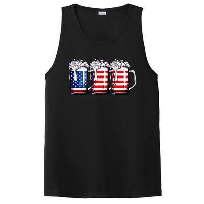 Beer American Flag 4th of July  Merica USA Drinking PosiCharge Competitor Tank