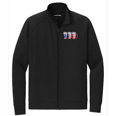 Beer American Flag 4th of July  Merica USA Drinking Stretch Full-Zip Cadet Jacket