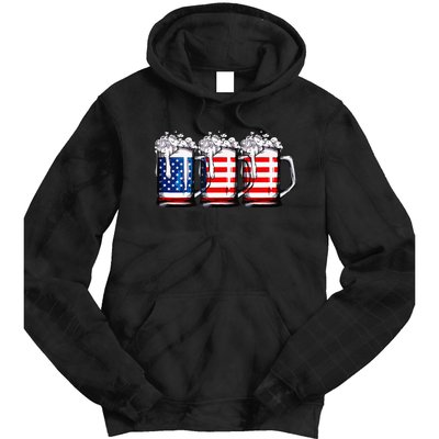 Beer American Flag 4th of July  Merica USA Drinking Tie Dye Hoodie