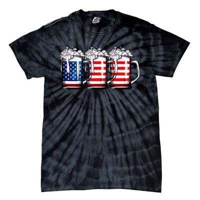 Beer American Flag 4th of July  Merica USA Drinking Tie-Dye T-Shirt