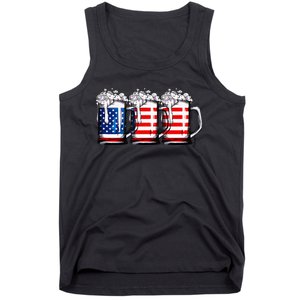 Beer American Flag 4th of July  Merica USA Drinking Tank Top