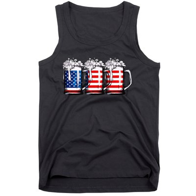 Beer American Flag 4th of July  Merica USA Drinking Tank Top