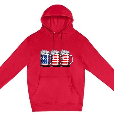 Beer American Flag 4th of July  Merica USA Drinking Premium Pullover Hoodie