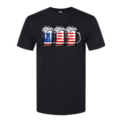 Beer American Flag 4th of July  Merica USA Drinking Softstyle CVC T-Shirt