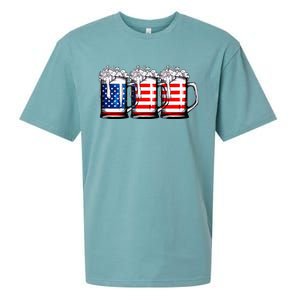 Beer American Flag 4th of July  Merica USA Drinking Sueded Cloud Jersey T-Shirt