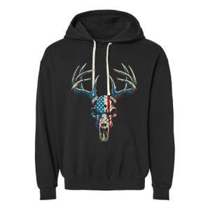 Bowhunting American Flag Usa Bow Whitetail Deer Hunter Garment-Dyed Fleece Hoodie