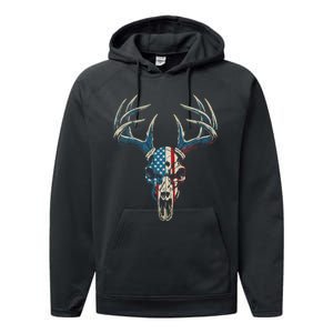 Bowhunting American Flag Usa Bow Whitetail Deer Hunter Performance Fleece Hoodie