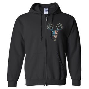 Bowhunting American Flag Usa Bow Whitetail Deer Hunter Full Zip Hoodie