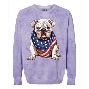 Bulldog American Flag Bulldog Dog Owner Mom Dad Colorblast Crewneck Sweatshirt