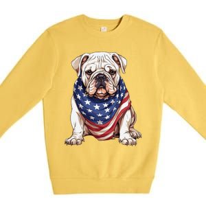 Bulldog American Flag Bulldog Dog Owner Mom Dad Premium Crewneck Sweatshirt