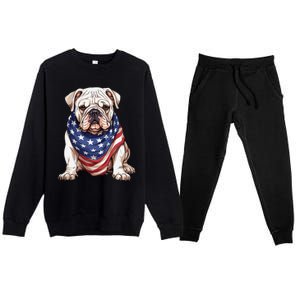 Bulldog American Flag Bulldog Dog Owner Mom Dad Premium Crewneck Sweatsuit Set