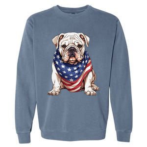 Bulldog American Flag Bulldog Dog Owner Mom Dad Garment-Dyed Sweatshirt