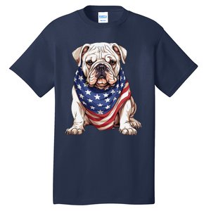 Bulldog American Flag Bulldog Dog Owner Mom Dad Tall T-Shirt