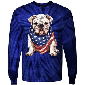 Bulldog American Flag Bulldog Dog Owner Mom Dad Tie-Dye Long Sleeve Shirt