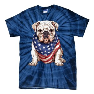 Bulldog American Flag Bulldog Dog Owner Mom Dad Tie-Dye T-Shirt