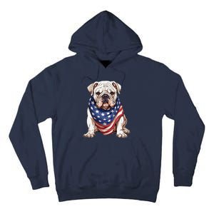 Bulldog American Flag Bulldog Dog Owner Mom Dad Tall Hoodie