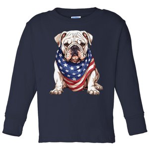 Bulldog American Flag Bulldog Dog Owner Mom Dad Toddler Long Sleeve Shirt