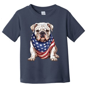 Bulldog American Flag Bulldog Dog Owner Mom Dad Toddler T-Shirt