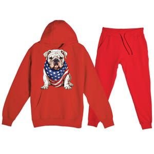 Bulldog American Flag Bulldog Dog Owner Mom Dad Premium Hooded Sweatsuit Set