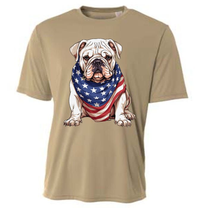 Bulldog American Flag Bulldog Dog Owner Mom Dad Cooling Performance Crew T-Shirt