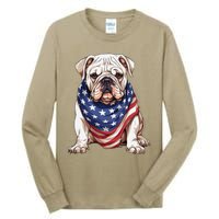 Bulldog American Flag Bulldog Dog Owner Mom Dad Tall Long Sleeve T-Shirt