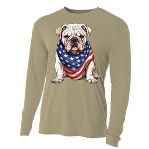 Bulldog American Flag Bulldog Dog Owner Mom Dad Cooling Performance Long Sleeve Crew