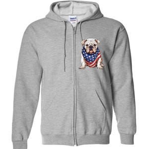 Bulldog American Flag Bulldog Dog Owner Mom Dad Full Zip Hoodie