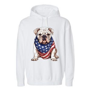 Bulldog American Flag Bulldog Dog Owner Mom Dad Garment-Dyed Fleece Hoodie