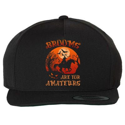 Brooms Are For Amateurs Witch Riding Horse Halloween Wool Snapback Cap