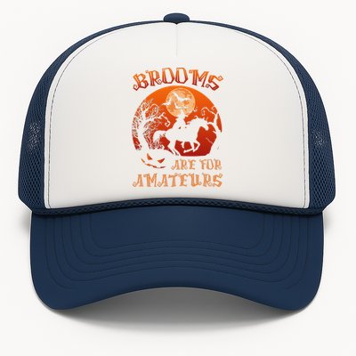 Brooms Are For Amateurs Witch Riding Horse Halloween Trucker Hat