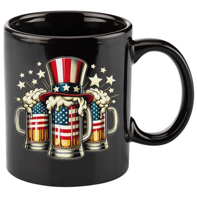 Beer American Flag Usa 4th Of July Party Drinking Women 11oz C Handle Ceramic Mug