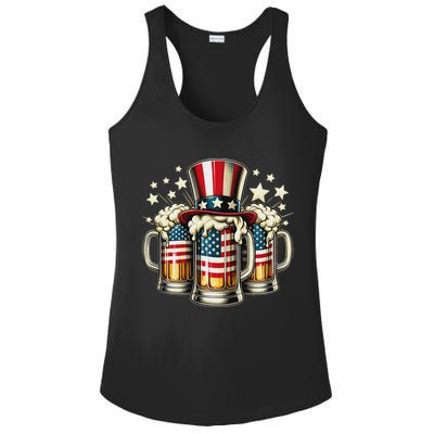 Beer American Flag Usa 4th Of July Party Drinking Women Ladies PosiCharge Competitor Racerback Tank