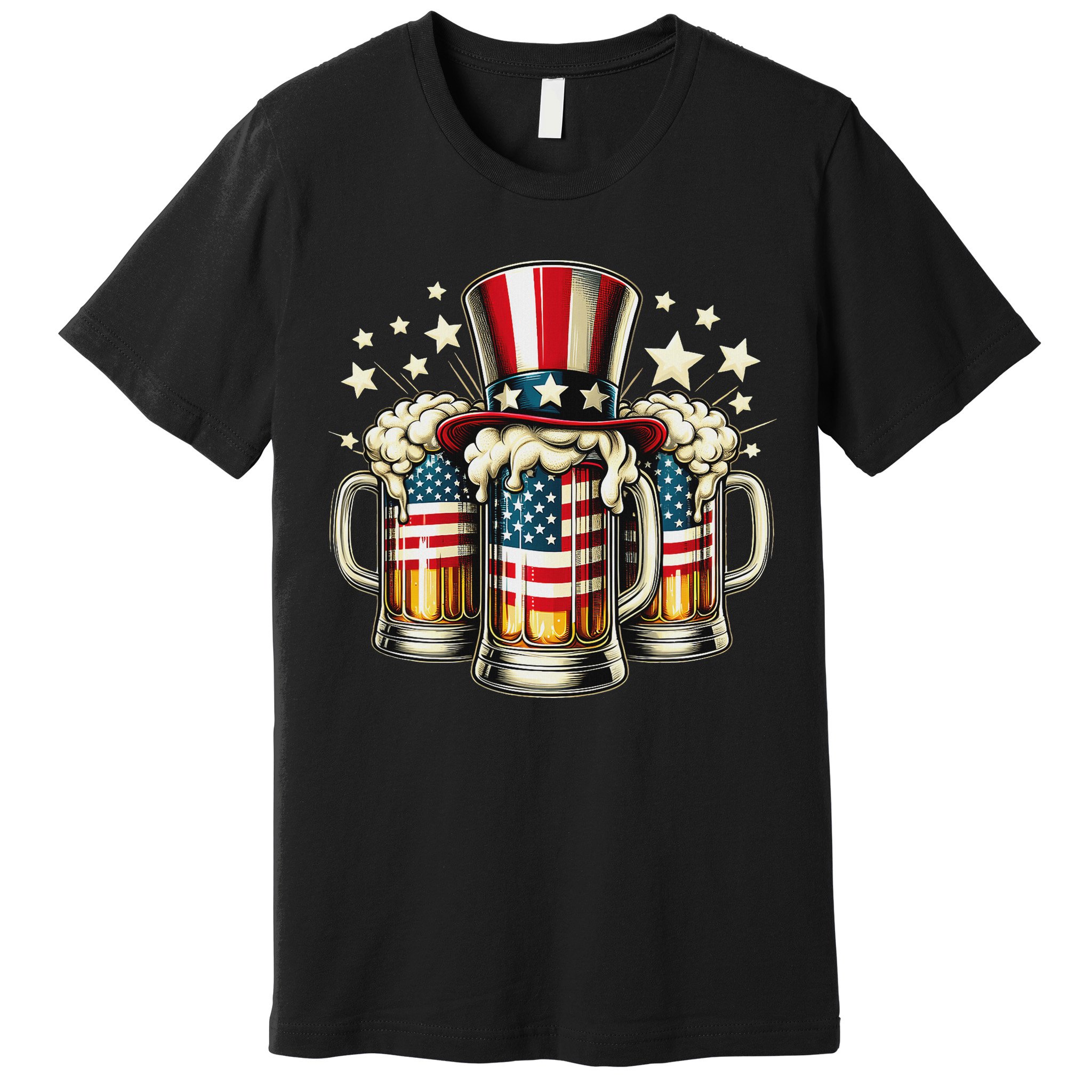 Beer American Flag Usa 4th Of July Party Drinking Women Premium T-Shirt